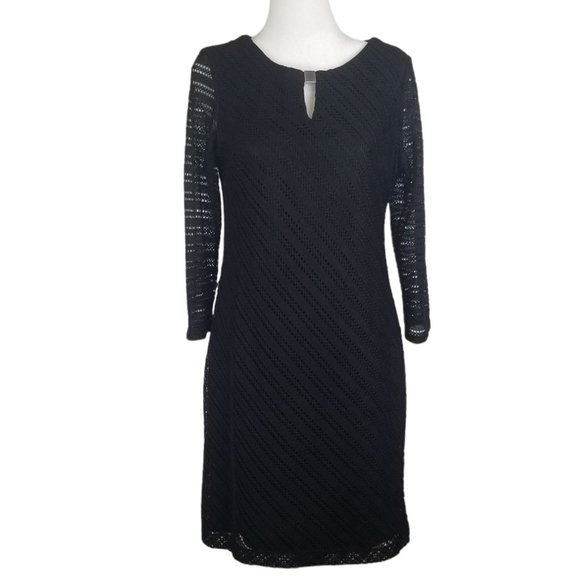 Sandra Darren Knit Black Dress Size 8 - Picture 1 of 16
